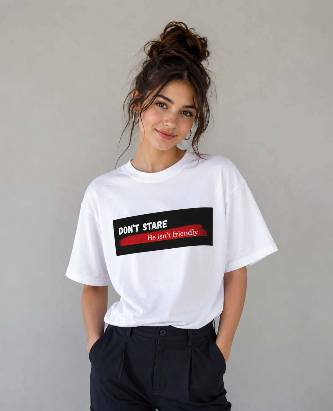 Don't stare oversized T-shirt for Her white