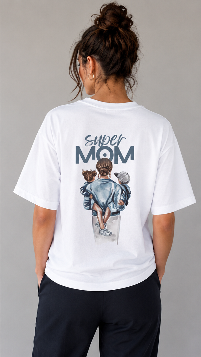 Super Mom Graphic Oversized T-Shirt